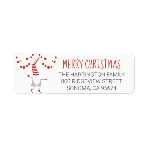 Gnome Merry Christmas Holiday Return Address Label