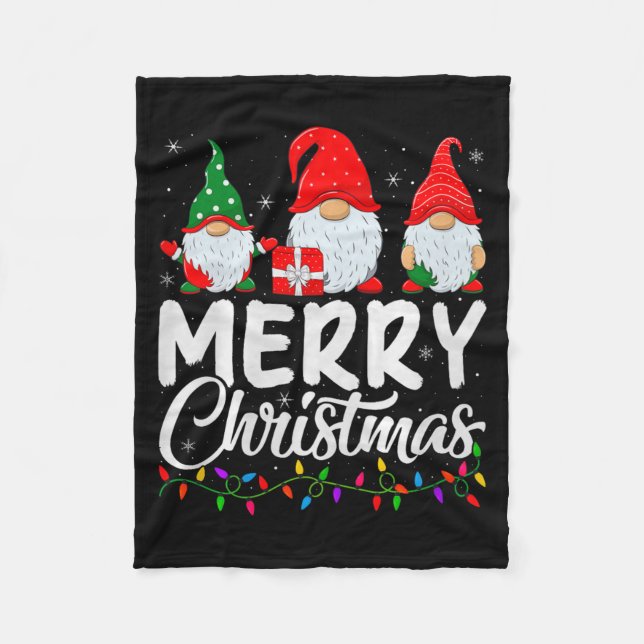 Gnome Merry Christmas Pajamas Matching Family Grou Fleece Blanket (Front)