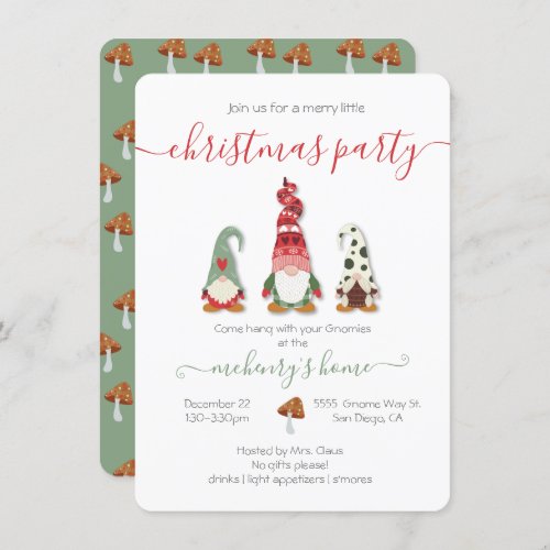 Gnome Merry Little Christmas Party Invitation