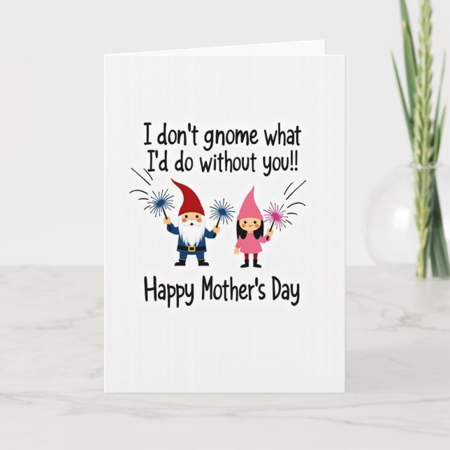 Gnome Mothers Day Illustration Card (Front)