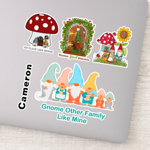 Gnome Mushroom Home Family Collection Add Name 8 Sticker