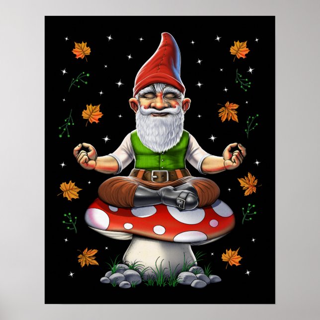 Gnome Mushroom Meditation Poster (Front)