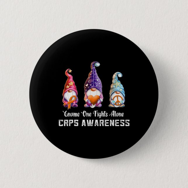 Gnome Nobody Fights Rsd Crps Awareness Alone Crps  Button (Front)