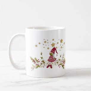 Gnome Nordic Red Green Gold Stars Coffee Mug