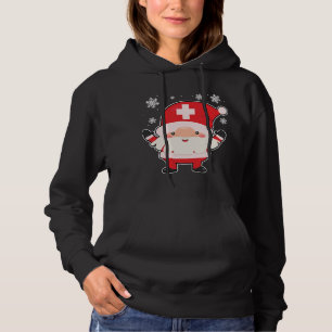 Gnome Nurse Santa Christmas Cute RN LPN Nursing X- Hoodie