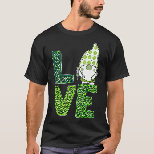 gnome nurse School st Patricks day nurse loves gn T_Shirt