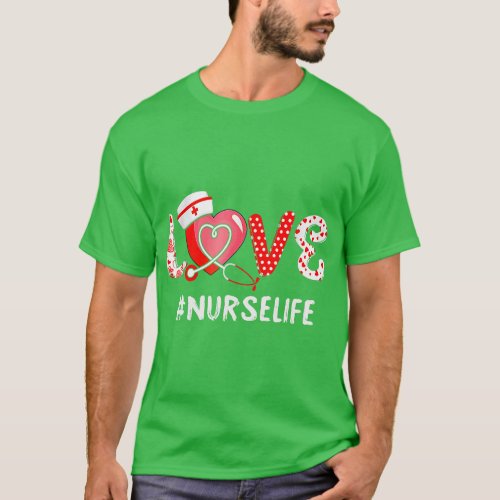 Gnome Nurse Scrub Valentine RN ICU ER Valentines D T_Shirt