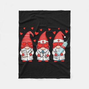 Gnome Nurse Stethoscope Nursing Scrub Valentine Fleece Blanket