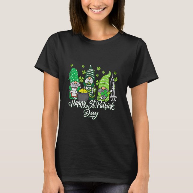 Gnome Nurses Saint Pattys Scrub Nurse St Patricks  T-Shirt (Front)