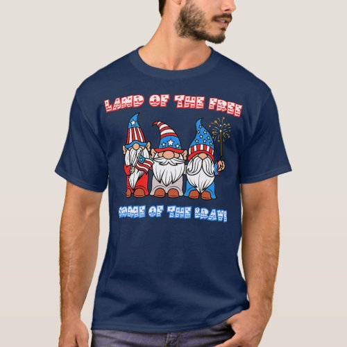 Gnome Of The Brave July 4th Patriotic Gnomes T_Shirt