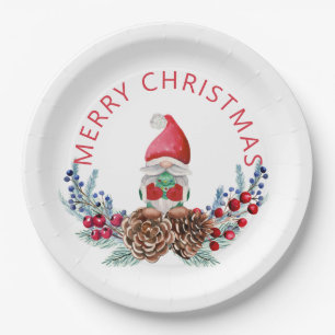 Gnome on Pine Cones Paper Plates