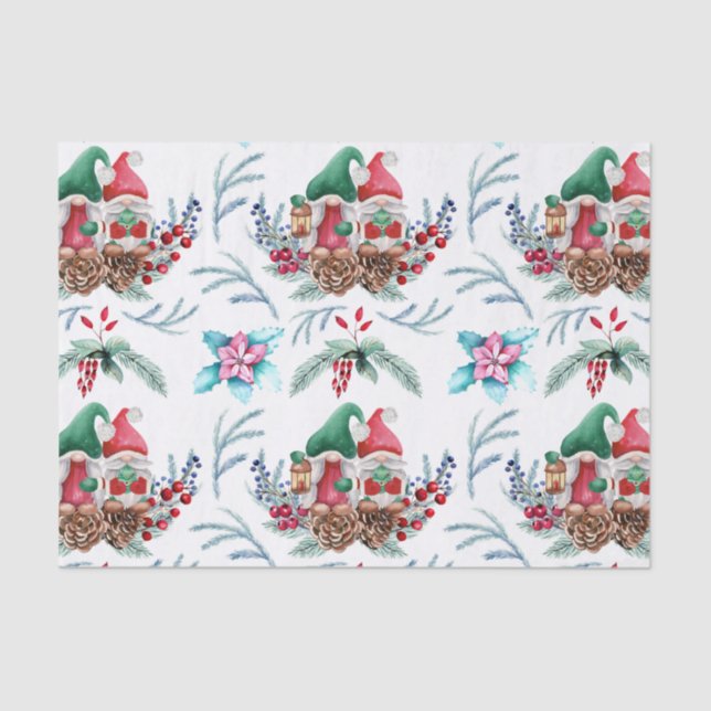 Gnome on Pine Cones  Tissue Paper (Front)