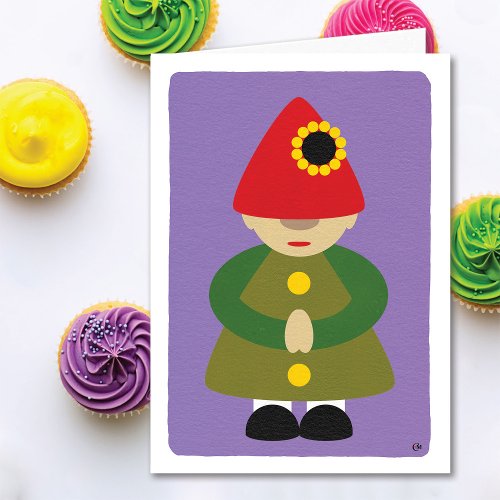Gnome on Purple Birthday Card