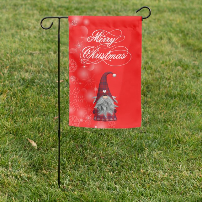 Gnome on Red Garden Flag (In SItu)