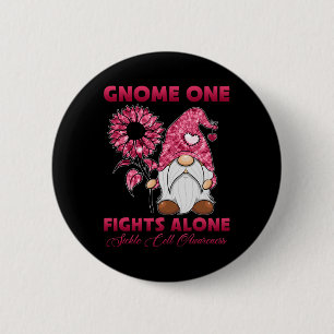 Gnome One Fight Alone Burgundy Ribbon Sickle Cell Button