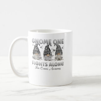 Gnome One Fights Alone Black Skin Cancer Awareness Coffee Mug