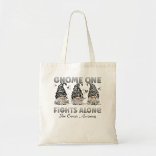Gnome One Fights Alone Black Skin Cancer Awareness Tote Bag