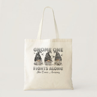 Gnome One Fights Alone Black Skin Cancer Awareness Tote Bag