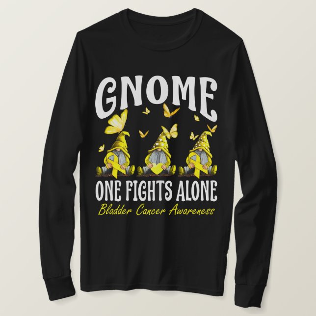 Gnome One Fights Alone Bladder Cancer Awareness T-Shirt (Design Front)