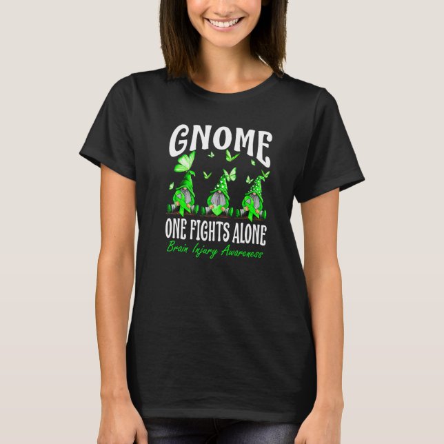 Gnome One Fights Alone Brain Injury Awareness T-Shirt (Front)