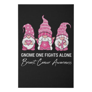 Gnome One Fights Alone Breast Cancer Awareness Faux Canvas Print