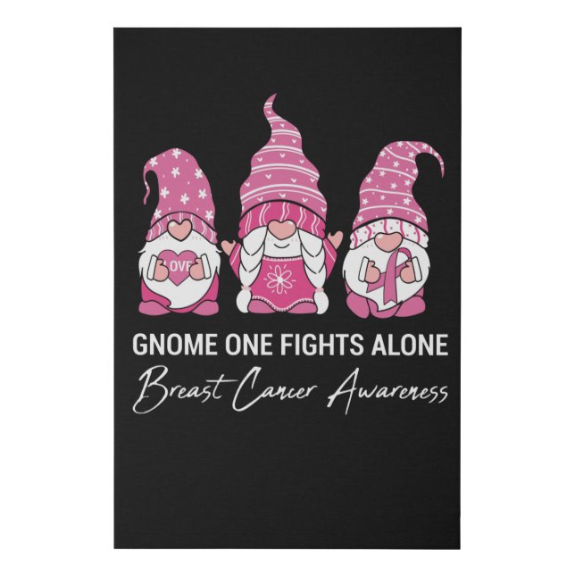 Gnome One Fights Alone Breast Cancer Awareness Faux Canvas Print (Front)