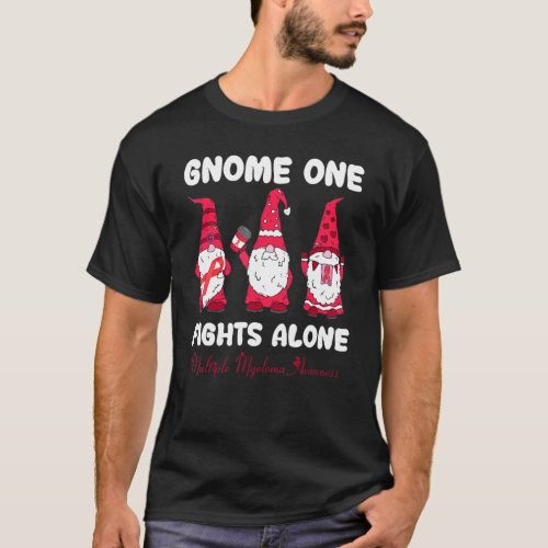 Gnome One Fights Alone Burgundy Multiple Myeloma A T_Shirt