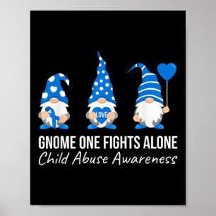 Gnome One Fights Alone Child Abuse Awareness Blue Poster