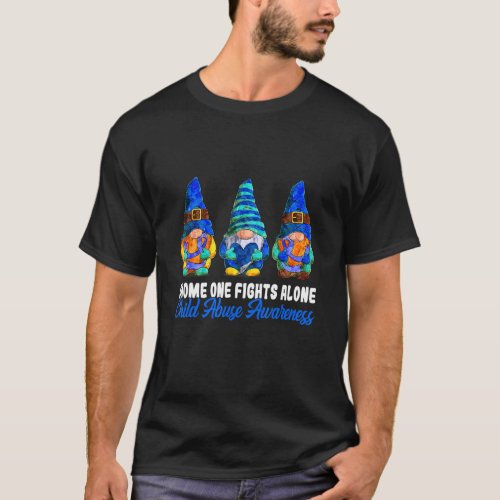 Gnome One Fights Alone Child Abuse Awareness Blue  T_Shirt