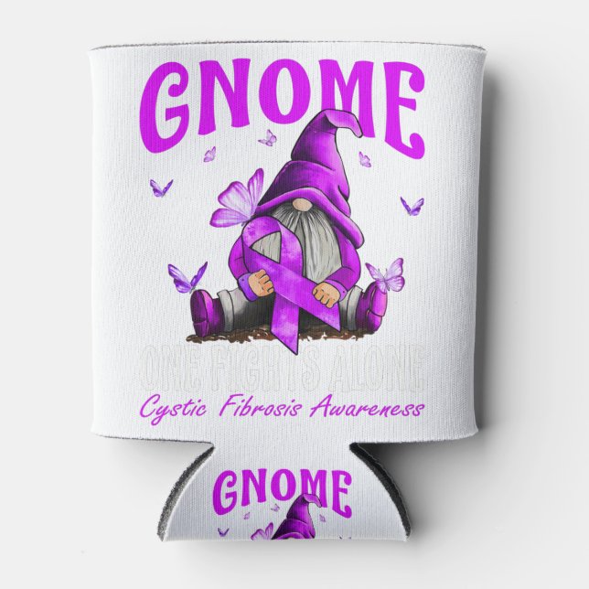 Gnome One Fights Alone Cystic Fibrosis Awareness Can Cooler (Front)