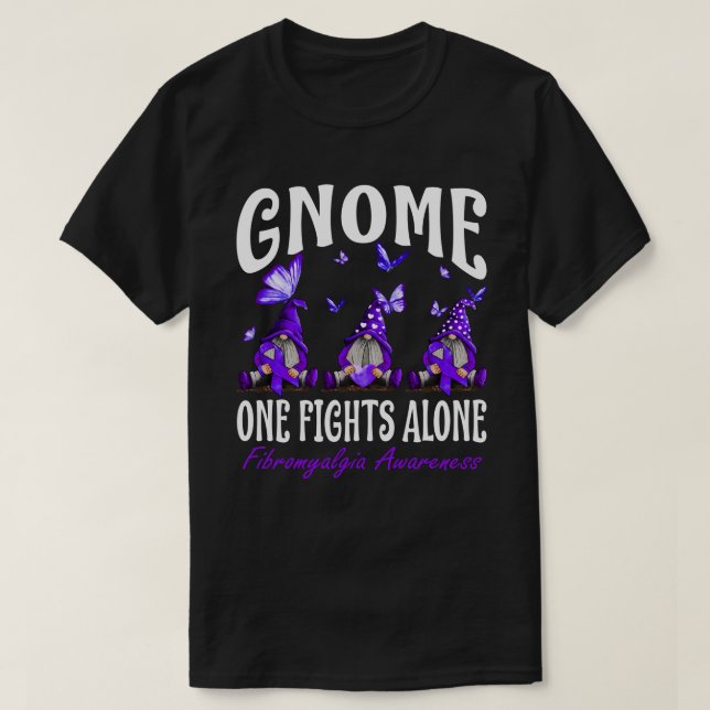 Gnome One Fights Alone Fibromyalgia Awareness T-Shirt (Design Front)