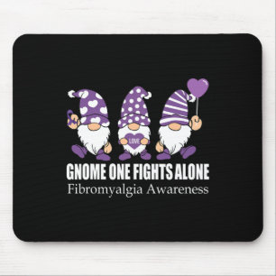 Gnome One Fights Alone Fibromyalgia Awareness Warr Mouse Pad