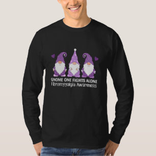 Gnome One Fights Alone Fibromyalgia Awareness Warr T-Shirt