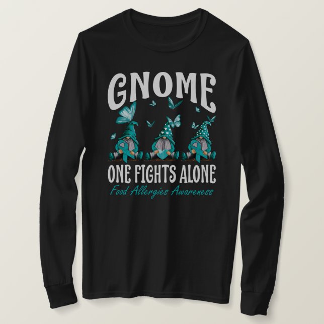 Gnome One Fights Alone Food Allergies Awareness T-Shirt (Design Front)