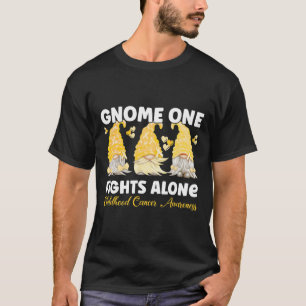 Gnome One Fights Alone Gold Childhood Cancer Aware T-Shirt