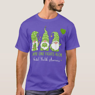 Gnome One Fights Alone Green Ribbon Mental Health  T-Shirt