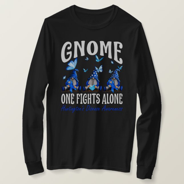Gnome One Fights Alone Huntington's Disease Awaren T-Shirt (Design Front)