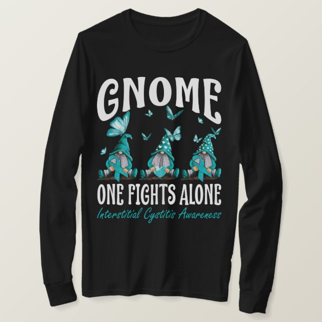 Gnome One Fights Alone Interstitial Cystitis Aware T-Shirt (Design Front)