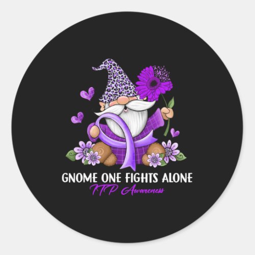 Gnome One Fights Alone Itp Awareness  Classic Round Sticker