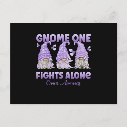 Gnome One Fights Alone Lavender  Fight The Cancer Postcard