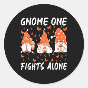 Gnome One Fights Alone Leukemia Awareness Gnome Pu Classic Round Sticker