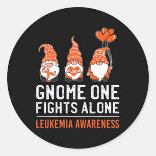Gnome One Fights Alone Leukemia Cancer Awareness R Classic Round Sticker