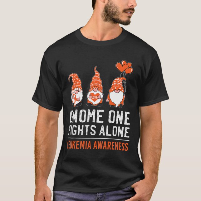Gnome One Fights Alone Leukemia Cancer Awareness R T-Shirt (Front)