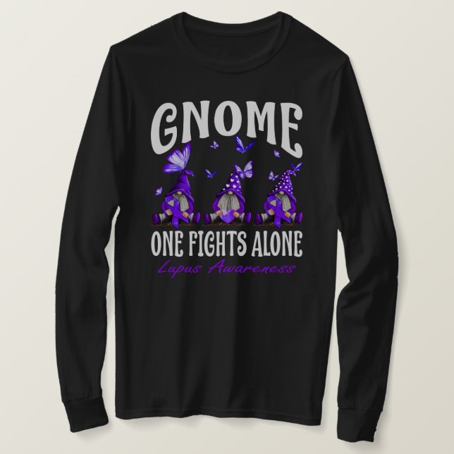Gnome One Fights Alone Lupus Awareness T-Shirt (Design Front)