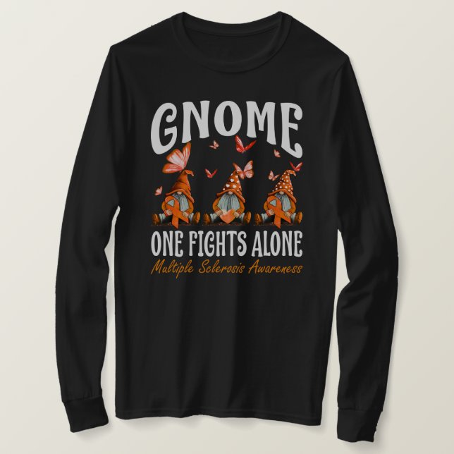 Gnome One Fights Alone Multiple Sclerosis Awarenes T-Shirt (Design Front)