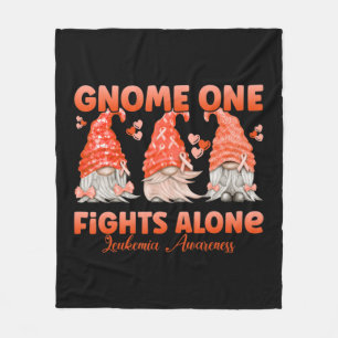 Gnome One Fights Alone Orange  Leukemia Awareness  Fleece Blanket
