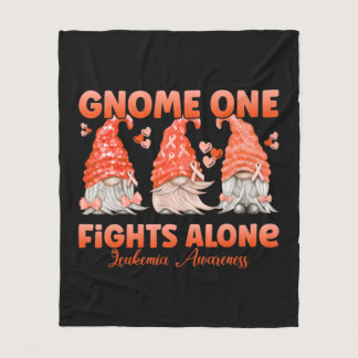 Gnome One Fights Alone Orange  Leukemia Awareness  Fleece Blanket