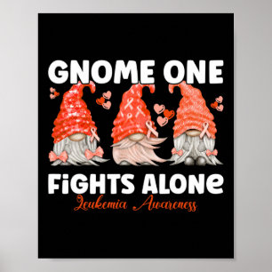 Gnome One Fights Alone Orange  Leukemia Awareness  Poster