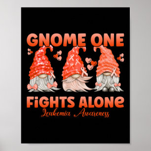 Gnome One Fights Alone Orange Leukemia Awareness Poster