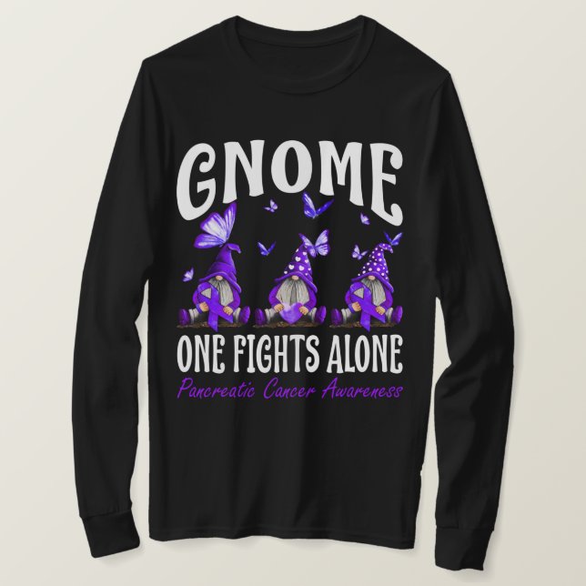 Gnome One Fights Alone Pancreatic Cancer Awareness T-Shirt (Design Front)